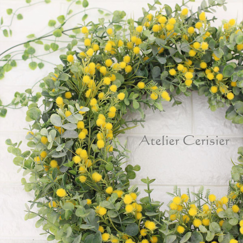 ミモザ リース＜アーティフィシャルフラワー＞ミモザ＆ユーカリ 40
