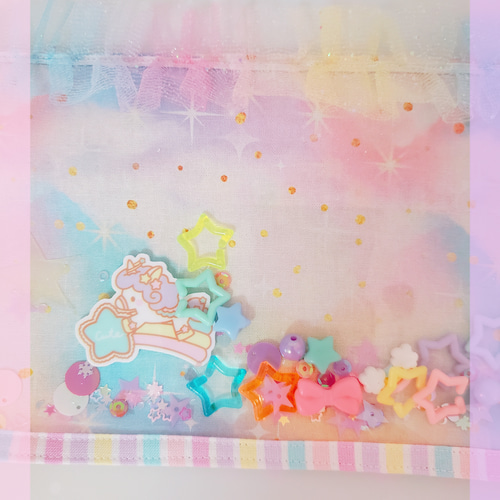 ゆめかわ星柄背景_ラベンダーユニコーン の Stock イラスト