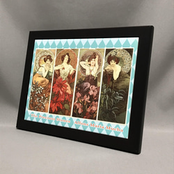 ミュシャ  四つの宝石 フォトタイル木製フレーム付き 2枚目の画像