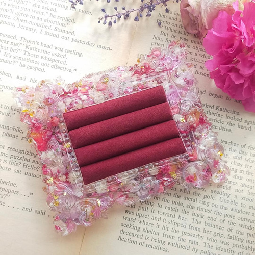 Sサイズ フラワーリングケース ピンク〜リングトレー ジュエリー