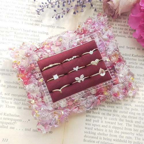 Sサイズ フラワーリングケース ピンク〜リングトレー ジュエリー