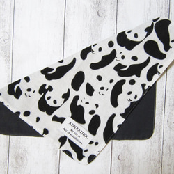 大人のガーゼハンカチ☆シンプル・パンダ・モノクロ（24㎝×24㎝） 3枚目の画像