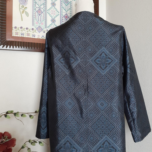 ☆ 着物リメイク 本場大島紬（正絹） ボトルネックジャケット