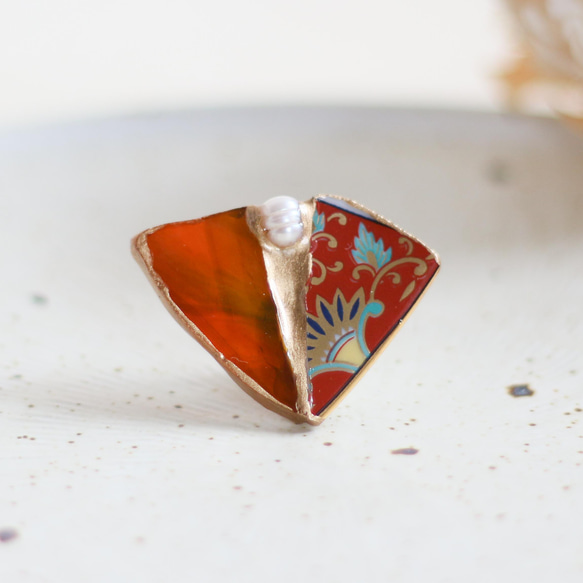 伊万里焼 金継ぎ 帯留め ピンブローチ マグネットブローチ ポニー