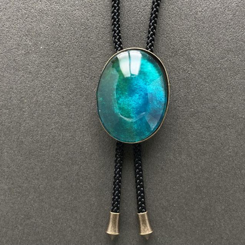 希少k18翡翠ループタイ 原画】翡翠色のループタイ(大)・22 ネックレス・ペンダント Maddoc