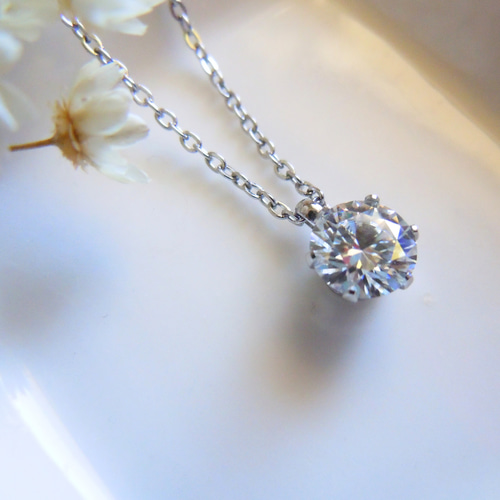 シリアルナンバー刻印】0.5ct5mmモアサナイトネックレス シリアルナンバー刻印】0.5ct5mmモアサナイトネックレス