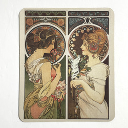 ミュシャ ステンドグラス「羽根」「桜草」 新品未使用 0702374-1i.jpg