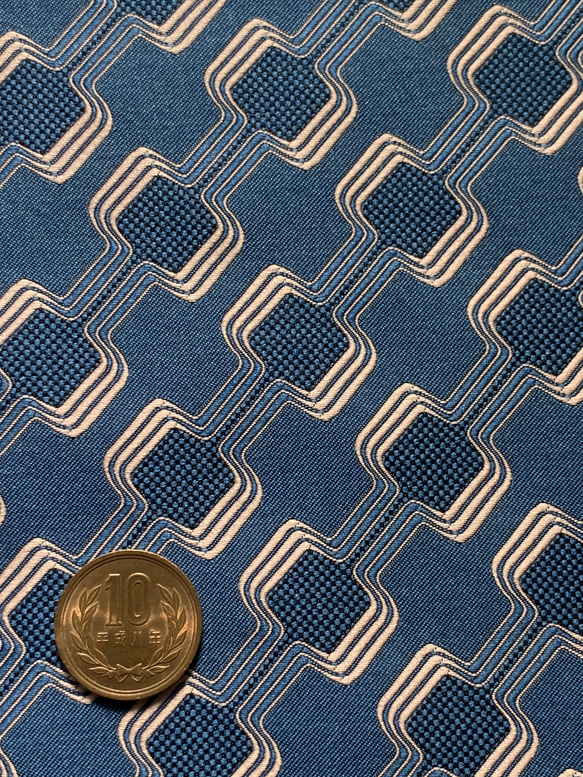 ジャガード織物 手芸生地 ミッドセンチュリーBOX ブルーピンク 生地