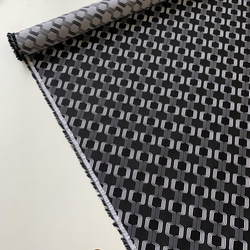 ジャガード織物　手芸生地　ミッドセンチュリーBOX　ブラックホワイト 6枚目の画像