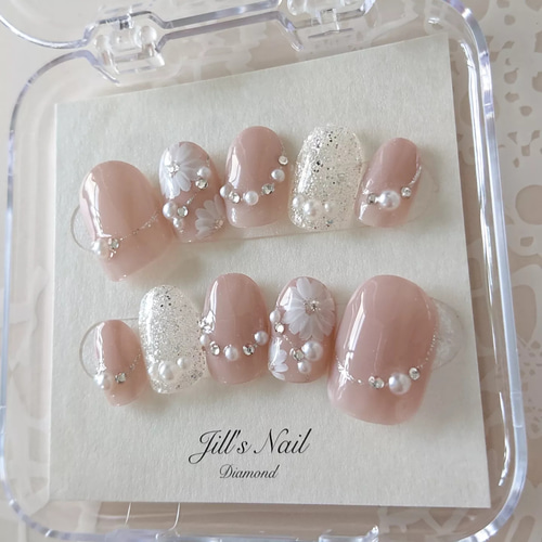 フラワー装飾付きネイルチップ フラワー装飾付きネイルチップ 現品 ネイル - メルカリ