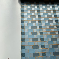 ジャガード織物　手芸生地　タイル　ターコイズブルー 6枚目の画像
