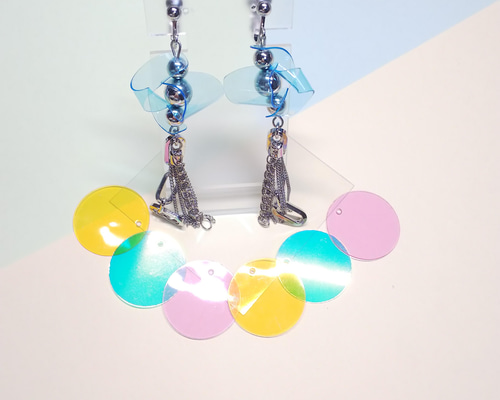 ♥︎ご予約♥︎大ぶりピアス　シルバー　ビニールピアス　ハンドメイドピアス シルバーピアス - ピアスの人気通販 | minne 国内最大級の