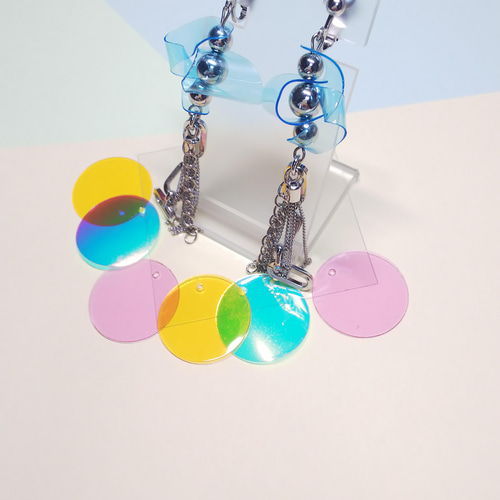 ♥︎がちゃぴん様♥︎大ぶりピアス　ハンドメイドピアス　ビニールピアス 1157◇クリームソーダ 夏 ロング 大ぶり ハンドメイド ピアス