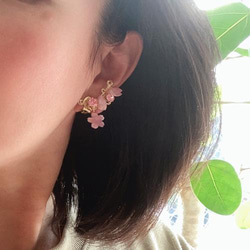 【單耳特賣】櫻花花瓣Yura耳夾（夾式耳環）【日本製造】OP-300 第3張的照片