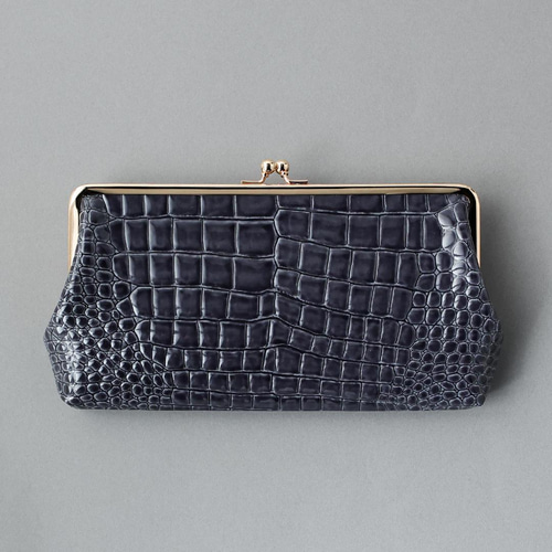 送料無料 Filness ペール エナメル クロコ がま口 長財布 軽量 国産