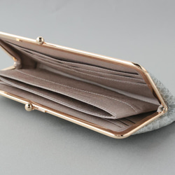 送料無料 Filness ペール エナメル クロコ がま口 長財布 軽量 国産 牛革 ピンクゴールド サクラ 桜色 9枚目の画像