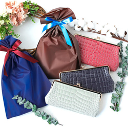 送料無料 Filness ペール エナメル クロコ がま口 長財布 軽量 国産 牛革 ピンクゴールド サクラ 桜色 11枚目の画像