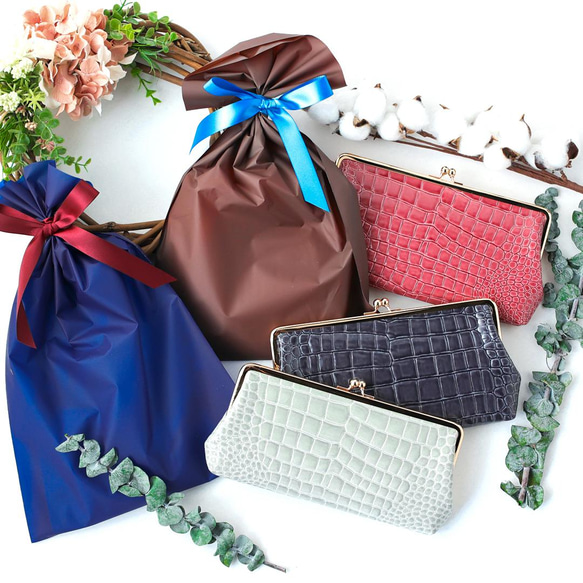 送料無料 Filness ペール エナメル クロコ がま口 長財布 軽量 国産 牛革 ピンクゴールド サクラ 桜色 11枚目の画像