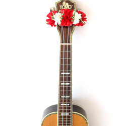 ウクレレリボンレイ カーネーション 楽器ストラップ ギターアクセサリー 母の日ギフト アロハ ハワイアンクラフト 演奏会 3枚目の画像