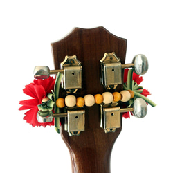 ウクレレリボンレイ カーネーション 楽器ストラップ ギターアクセサリー 母の日ギフト アロハ ハワイアンクラフト 演奏会 8枚目の画像