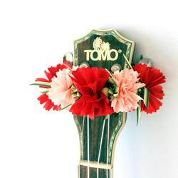 尤克里裡絲帶花環康乃馨樂器背帶吉他配件母親節禮物Aloha夏威夷工藝音樂會 第1張的照片