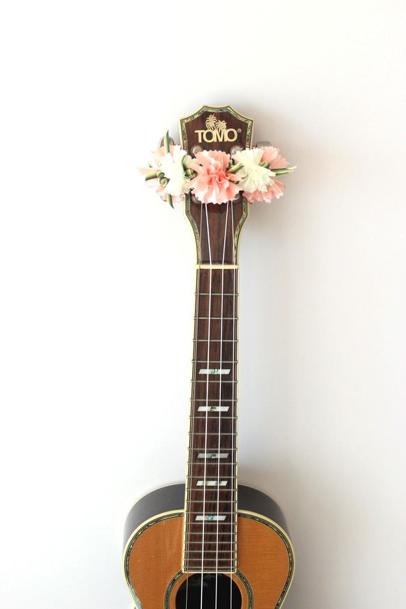 尤克里裡絲帶花環康乃馨樂器背帶吉他配件母親節禮物Aloha夏威夷工藝音樂會 第3張的照片