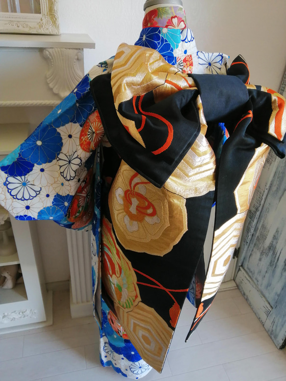 金色が豪華なだらりの帯＊作り帯白金に華紋のだらり