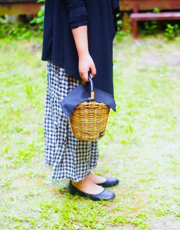 antique*バケツ型*大人カゴバッグ*本革*アラログ*かごバッグ*牛革*レザー* 5枚目の画像