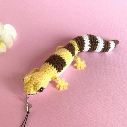 kiitigo*ヒョウモントカゲモドキ＊爬虫類＊あみぐるみストラップ