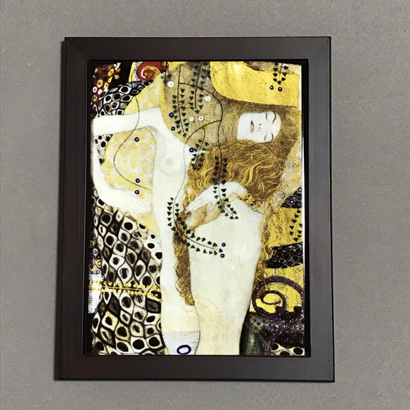 クリムト 絵画 クリムト 水蛇Ⅰ（部分）フォトタイル木製フレーム付き 絵画