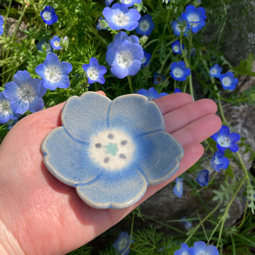 陶器の花豆皿｜ネモフィラ 薬味皿・豆皿 A.umi｛陶器｝ 通販 13556470