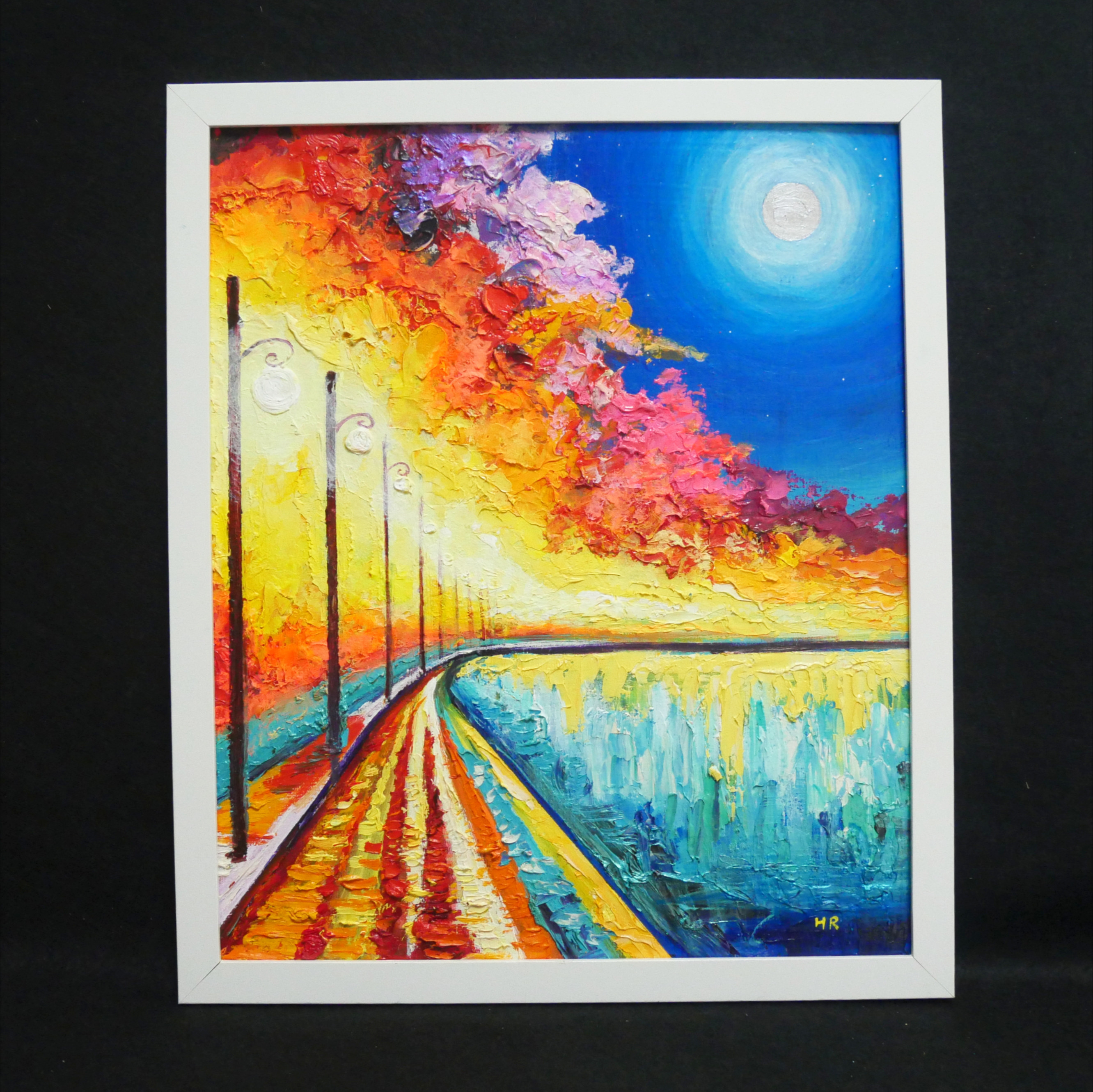 風景画 油絵風景画 painterTMK 画家本人出品 空の風景画 太陽と