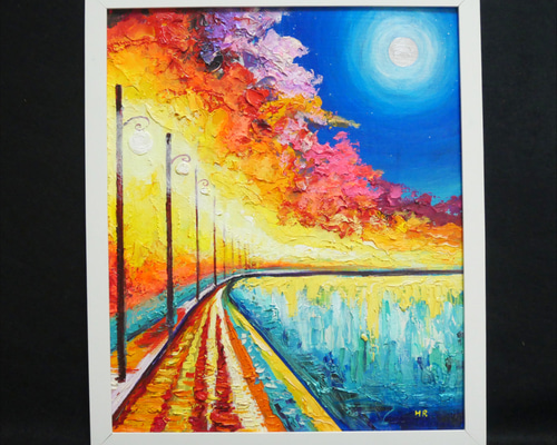 油絵 油彩 油彩画 絵 絵画【紅葉の川】 | HIROSHI1990