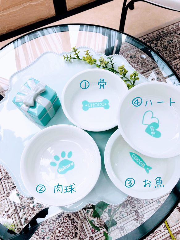 1️⃣お名前無料♡リボン フードボウル　ポーセラーツ  プレゼント　犬　猫　 3枚目の画像