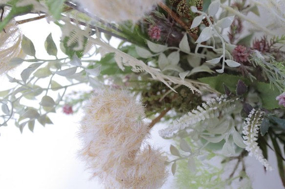 枯れないドライフラワー風リースブーケ　LLサイズ　ウエディングブーケ　結婚式　アーティフィシャルフラワー　高級造花 7枚目の画像