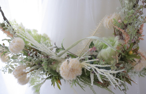 枯れないドライフラワー風リースブーケ　LLサイズ　ウエディングブーケ　結婚式　アーティフィシャルフラワー　高級造花 10枚目の画像