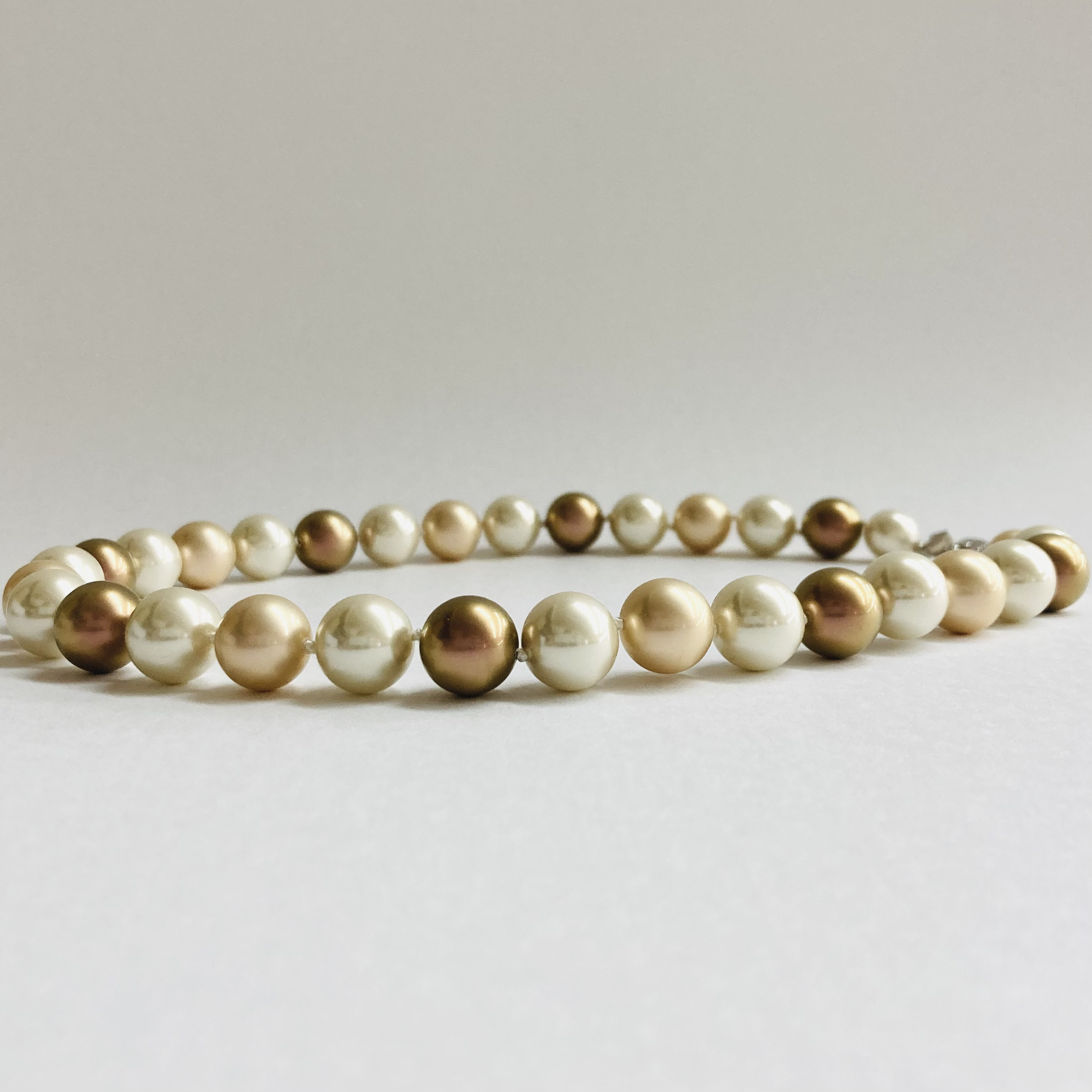 ガラスパールマルチカラーオールノットネックレス＃C/12mm約44cm/made in japan