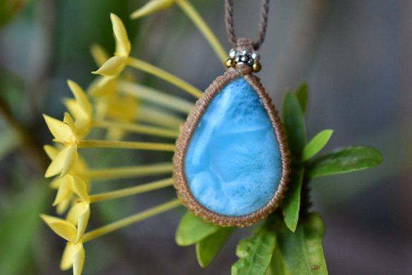 中粒 ★ 高品質 ★ Larimar Macrame 吊墜 209 第14張的照片