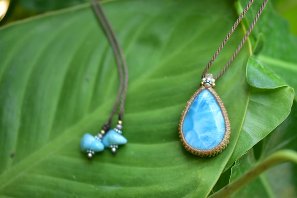 中粒 ★ 高品質 ★ Larimar Macrame 吊墜 209 第10張的照片