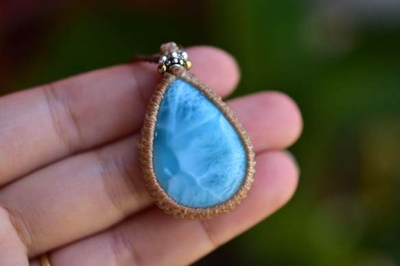 中粒 ★ 高品質 ★ Larimar Macrame 吊墜 209 第15張的照片