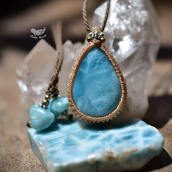 中粒 ★ 高品質 ★ Larimar Macrame 吊墜 209 第2張的照片