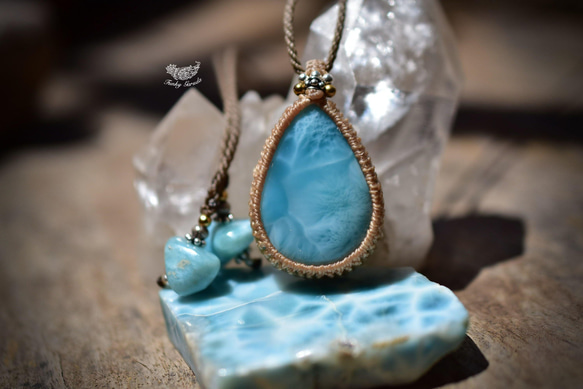 中粒 ★ 高品質 ★ Larimar Macrame 吊墜 209 第2張的照片