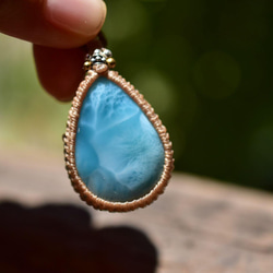 中粒 ★ 高品質 ★ Larimar Macrame 吊墜 209 第6張的照片