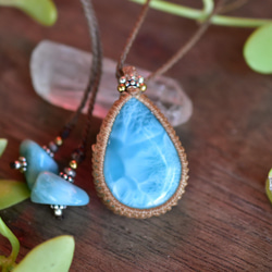 中粒 ★ 高品質 ★ Larimar Macrame 吊墜 209 第9張的照片