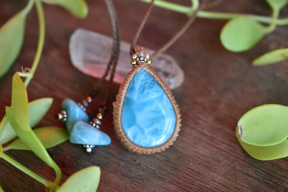 中粒 ★ 高品質 ★ Larimar Macrame 吊墜 209 第9張的照片