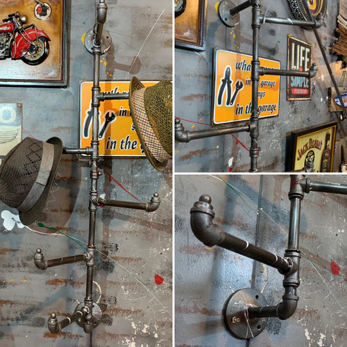 インダストリアル/ パイプ管 マルチハンガー/ メタルラック（ロング2  