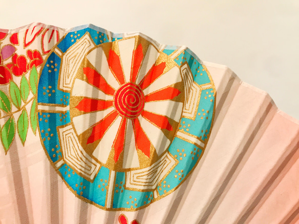【受注制作】着物扇子　アンティークの絹の着物使用　日本の京都の職人が手仕事で制作　オンリーワン　プレゼントに最適 #44 5枚目の画像