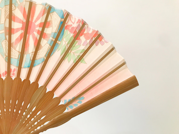 【受注制作】着物扇子　アンティークの絹の着物使用　日本の京都の職人が手仕事で制作　オンリーワン　プレゼントに最適 #44 7枚目の画像
