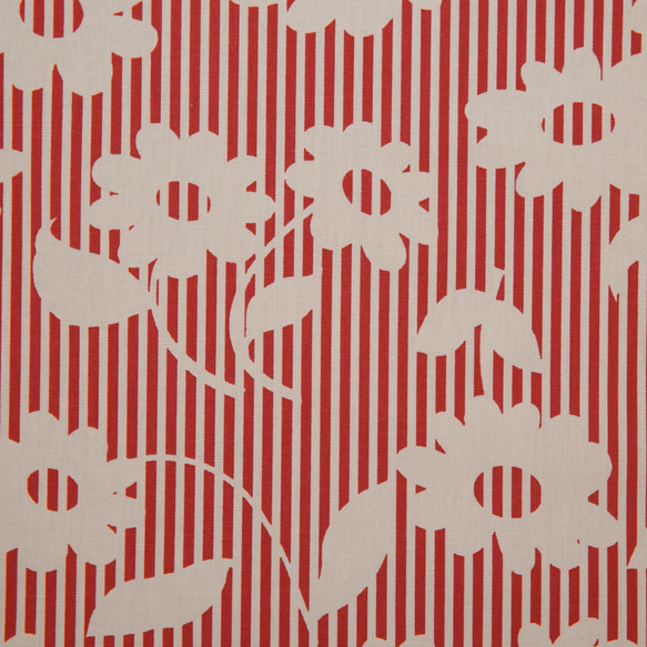 国産コットン　　ケイファブリック　お花×ストライプ　J84 1枚目の画像