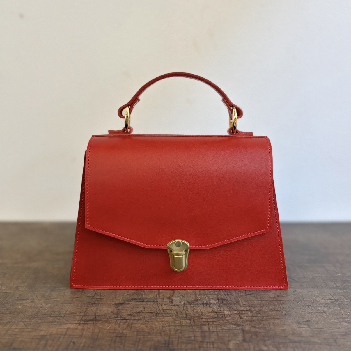 【朱赤】ハンディラグ　2way　ショルダーストラップ　栃木レザー　全３色